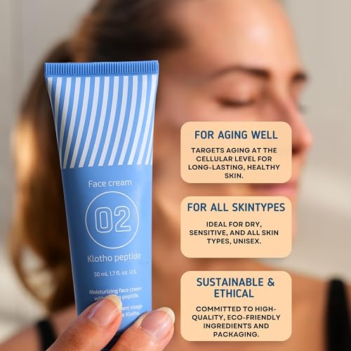 EiE 02 Klotho Peptide Cream Face Moisturizer ? Rare Groundbreaking Peptides Face Cream for Women with Hyaluronic Acid, Sagging Skin, Fine Lines and Wrinkles Treatment, Made in Sweden, 1.7 fl. Oz