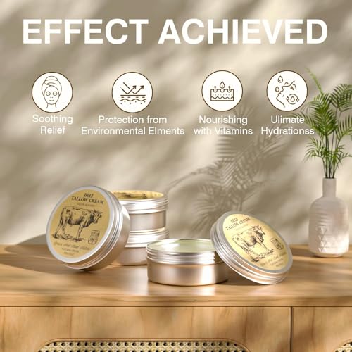 Beef Tallow for Skin, Tallow and Honey Cream,Tallow Face Moisturizer, Natural Grass-Fed Beef Tallow Balm with Raw Honey Moisturizing Cream for Body Lotion Skin Care for Skin (2.47 Oz)