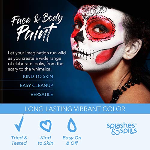 Water Activated SFX Face and Body Paint - Black Face Paint, Special Effects Makeup 18g Cake Tub - Pretend Costume and Dress Up Makeup - Great For Halloween Party and Cosplay by Splashes & Spills