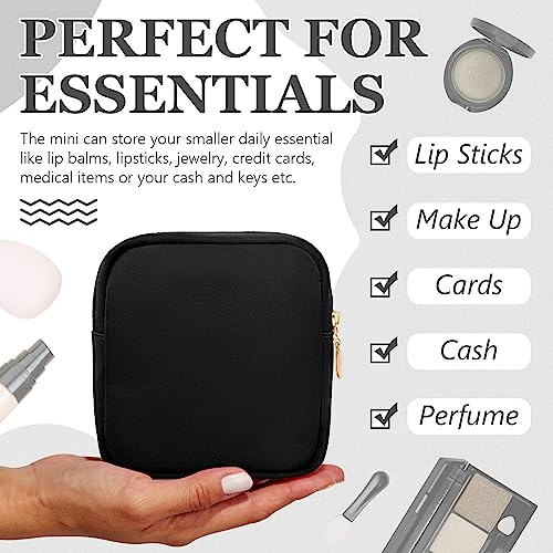 Giesiery 16 Pcs Black Makeup Bag Bulk Mini Nylon Cosmetic Bag Blank DIY Craft Zipper Pouches for Makeup Cosmetic Toiletry Stationary Storage Purse Preppy Party Favors