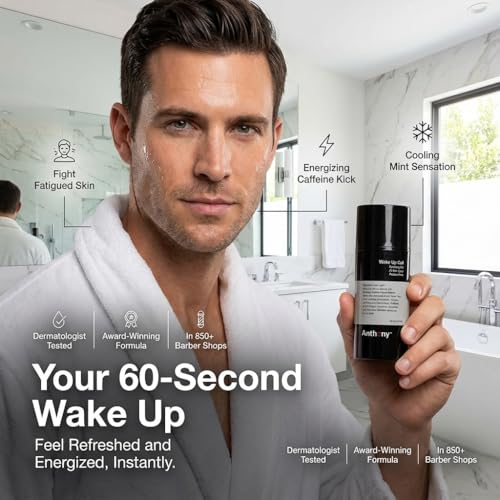 Anthony Wake Up Call, 3 Fl Oz, Face and Anti-Puffiness ? Tired Skin Refresher & Moisturizer with Caffeine, Menthol, Green Tea, and Shea Butter