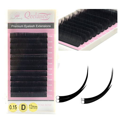 Ellipse Eyelash Extension 0.15 C Curl 8-13mm Mixed Tray Flat Eyelashes False Mink Individual Eyelash Extension Professional Salon Used by Qeelasee (C, 16/17/18)