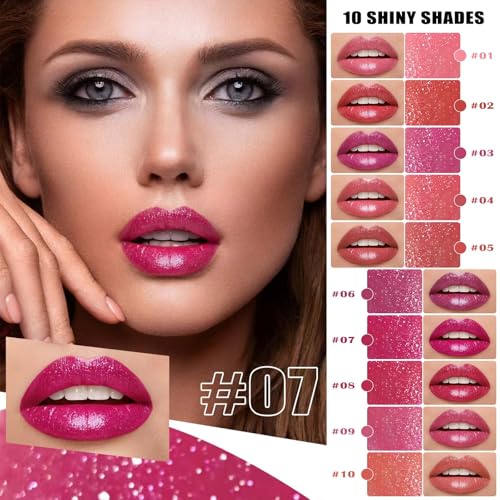 Lipstick For Women Matte Nude Glitter Highly Pigmented Moisturizing Lip stick Hypoallergenic Waterproof Long Lasting Lipsticks Quick Makeup Lightweight Portable Magenta # 09