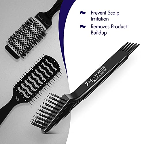 Spornette Little Wonder Boar & Tourmaline Nylon Bristle Teasing Brush Bundle with Hair Brush Cleaner