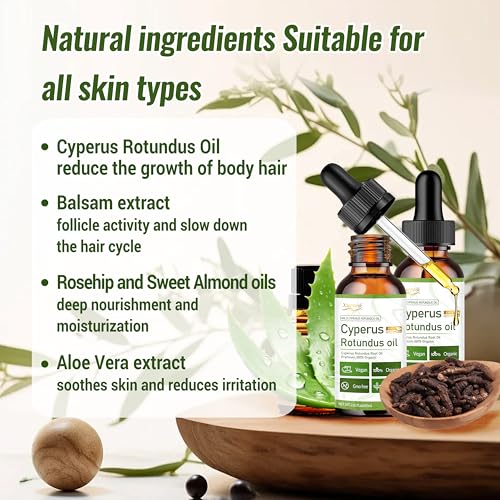 Cyperus Rotundus Oil for Hair Removal,100% NaturalCyprus Oil, Reduces Hair Growth, Soothes Skin, ideal for Men &Women, 60ml