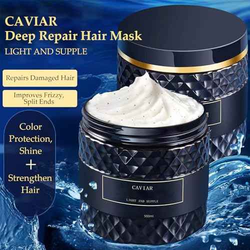 Caviar Bloom Korean Hair Mask - Korean Caviar Deep Repair Hair Mask (16.9 fl.oz.), Replenishing Moisture Hair Masque | Replenishes Dry, Coarse, Damaged Hair (1 PC)