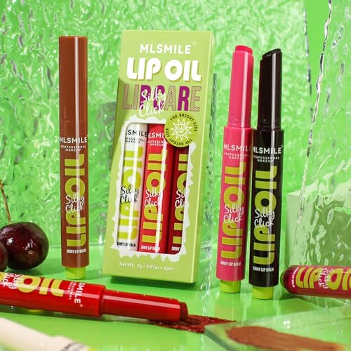 3 Colors Fat Lip Oil Click Slick,Press Lipstick Set,Moisturizing Lip Balm,High Pigment Glow Lip Oil,Long-lasting,Pigmented Vegan,Lightweight and Glossy Lip Plumper with Coconut Oil-Set A