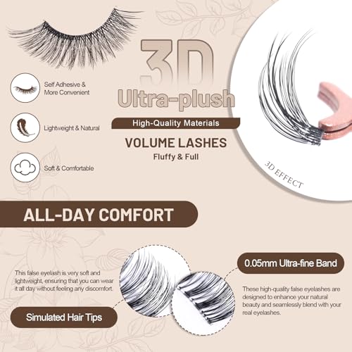 BS-MALL False Eyelashes ? Wispy Lashes 100% Handmade Natural Look, Reusable & Durable, Includes 5X Magnifying Mirror and Application Kit (Style03)