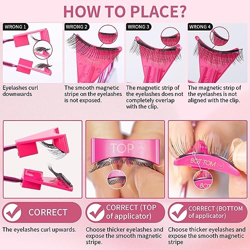Dual Magnetic Eyelashes, Magnetic Eyelashes Without Eyeliner 4D Natural Look Reusable Easy to Wear, Soft Magnets False Eyelashes with Applicator No Glue, Charming Queen