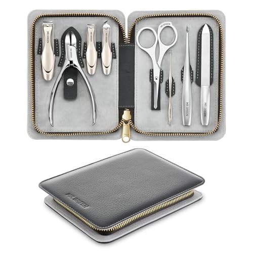 MR.GREEN 8-in-1 Manicure Set? Professional German Stainless Steel Nail Care Kit with Splash-Proof Nail Clippers, Toenail Clippers, Cuticle Tools, Travel Grooming Kit for Men & Women with Leather Case