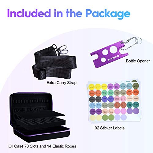 Essential Oil Carrying Case for 70&41 Pieces 5/10/15/20ml Roller Bottles with Free Writable Labels Opener, Oils Premium Aromatherapy Hard Travel Storage Organizer Bag (70 Bottles)