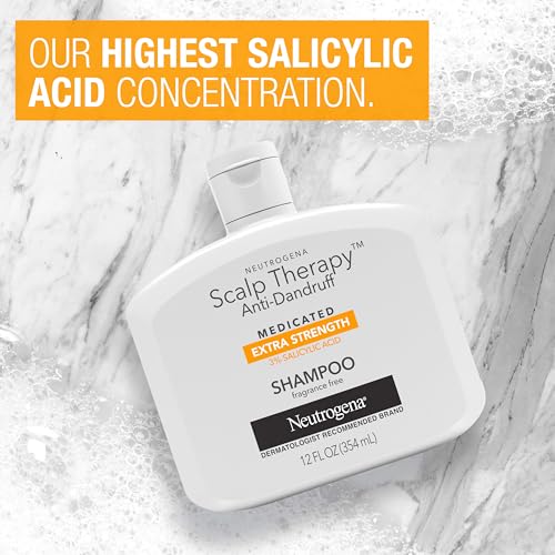 Neutrogena Scalp Therapy Anti-Dandruff Extra Strength Medicated Shampoo with 3% Salicylic Acid, Helps Prevent, Fight, & Control the Recurrence of Dandruff, Fragrance Free, 12 fl. oz