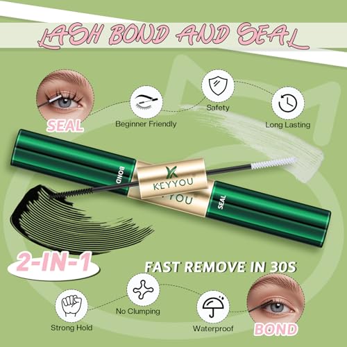 KEYYOU Bunny Lash Clusters Kit Anime Cat Lash Clusters 72pcs Wispy Natural Cat style Lash Extension Kit with Bond and Seal,Applicators,Remover for Manga DIY Eyelash Extension Kit at Home£¨MC03£©