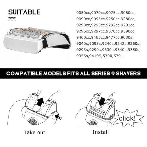 92S - Series 9 Electric Shaver Replacement Head Compatible with Braun S9 Sport Replacement Head,92S Foil Blades for All Series 9 Shavers 9290cc, 9291cc, 9370cc, 9293s, 9385cc, 9390cc, 9330s, 9296cc