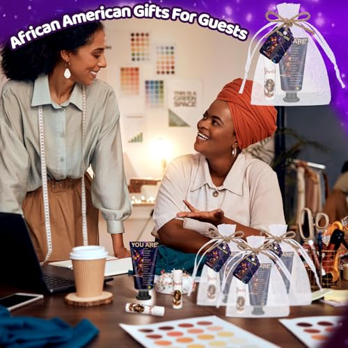 24 Sets Christian Hand Cream and Lip Balm Gift Set Christian Gift for Women Travel Size Hand Lotion Bible Verse Lip Balm Bulk for Baby Bridal Shower Mom Black History Month(African American)