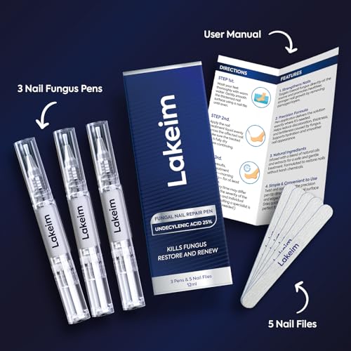 Toenail Fungus Treatment Extra Strength: 25% Undecylenic Acid & Tea Tree Oil - Repairs Yellow Thick Brittle Toe and Fingernails - 3 Pens with 5 Nail Files