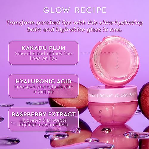 Glow Recipe Plum Hydration Heroes Holiday Kit - Plum Plump Hyaluronic Acid Cream (50ml) & Ultra Moisturizing Gloss Balm (15ml) - Hydrate, Plump, and Balance Dry Skin & Parched Lips - Vegan Set (2-Pc)