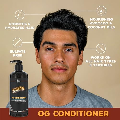 Suavecito Hair & Body Essentials 4 Piece Set - Includes Styling Pomade, Moisturizing Body Soap Bar, Hydrating Shampoo & Nourishing Conditioner