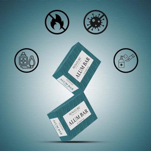 Mi Nature Pure Alum Bar Pack of 3(100g*3)|Natural Phitkari Block |Potassium Alum Stone |Shaving Bar |Skin Astringent |Water Clarifier |Odor Control