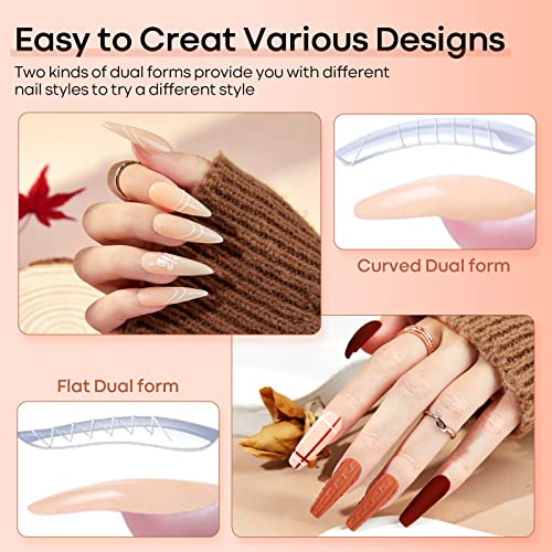 Modelones Poly Nail Gel Kit with 48W Nail Lamp 6 Colors Nude Skin Tones Nail Extension Gel Kit Slip Solution Rhinestones Glitter Kit for Nail Manicure Beginner Starter Kit DIY at Home Gift