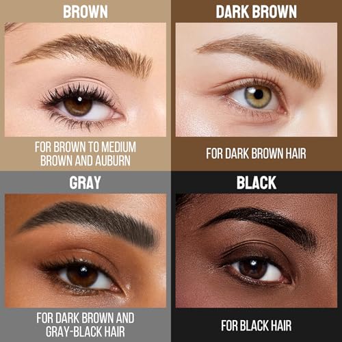 Vevivia 2-in-1 Dual-Ended Eyebrow Pencil & Gel - Magical Micro-4 Tip Applicator, Clear Brow Gel, Fuller Eyebrows, Stay On All Day, Dark Brown