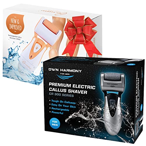 Own Harmony 2 Electric Feet Callus Removers and 6 Rollers Bundle: Powerful Rechargeable Mens Pedicure Tools Kit & Professional Electronic Foot Care File for Women, Best for Hard Cracked Dead Skin