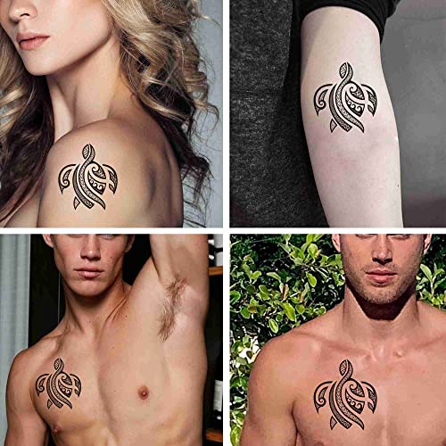6 sheets Temporary Tattoos Tribal Turtles Polynesian Turtles Tortuga Samoan Maori Tortoise Arm Design for Men Temporary tattoo for Women Neck Arm Chest for Woman