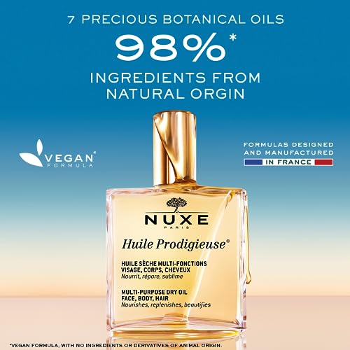 Nuxe Huile Prodigieuse Multi-Purpose Dry Oil (3.3 Fl Oz) & R?ve de Th? Aluminum-Free Deodorant (1.6 Fl Oz) Skincare Duo for Nourished Skin & Long-Lasting Freshness