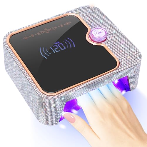 UV Light for Nails, Rechargeable UV Nail Lamp, Fast Nails Dryer Curing Lamp, Gel Nail Polish UV Light, 0-120S Arbitrary Timing, for Salon & Home