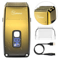 Hatteker Foil Head Shaver Triple Blades Electric Shaver Razor for Men Close Bald Head Barber Trimmer Waterproof Wet & Dry, Cordless, Gold