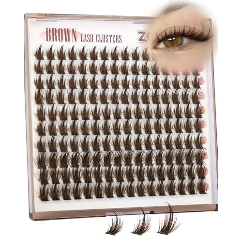 Brown Lash Clusters Manga Eyelash Clusters Dark Brown Wispy Cluster Eyelash Extensions Short 10-14mm Fairy Individual Lashes Natural Anime Lashes Extensions 160PCS by zenotti