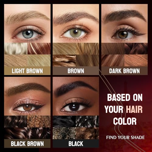 Eyebrow Pencil for Women - Microblading Eyebrow Pen with Dual-Ended Design featuring 2-Fork Tip & Fine Single Brush-Tip, Waterproof, Creates Natural Hair-Like Strokes, Long-Lasting Black Brown