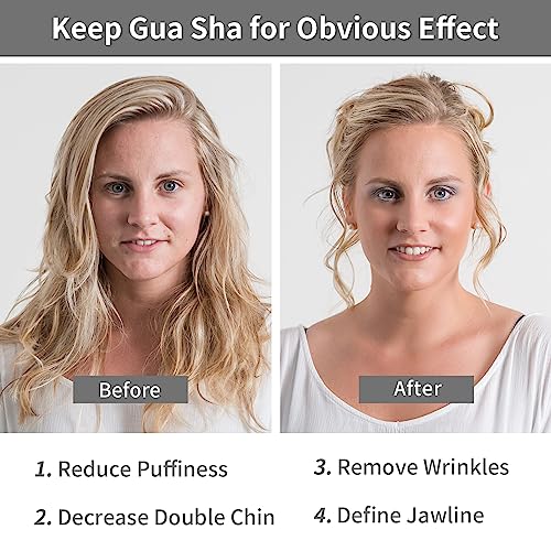 Gua Sha Facial Tools, Natural Quartz Guasha Tool for Face,Double Chin & Jawline, Gua Sha Stone Self-Skin Care Face Stone Gua Sha tools for Women Guasha Stone, White