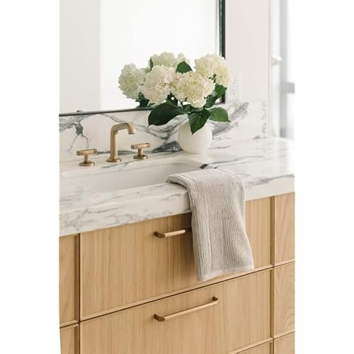 Cozy Earth Ribbed Hand Towel Set - 60% Cotton 40% Viscose from Bamboo Hand Towels - Soft & Absorbent Textured Ribbed Pattern - 2 Pack Light Grey