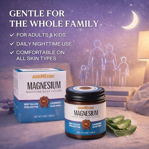 Magnesium Lotion for Sleep ? Relaxing Nighttime Magnesium Lotion with Tallow, Shea Butter & Aloe Vera, Gentle for Adults & Kids