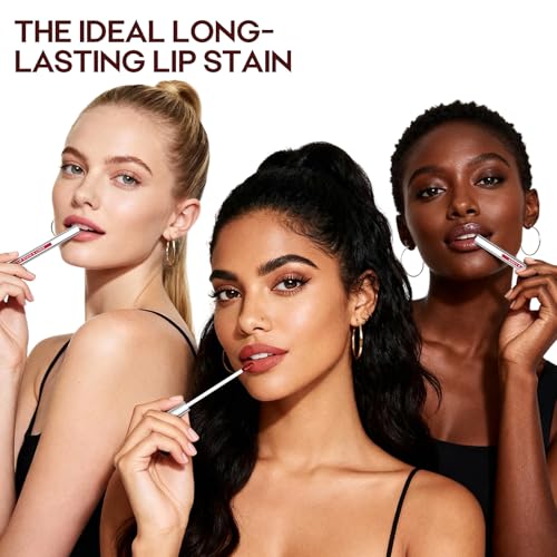 3Pcs Lip Stain Peel Off Set, Peel Off lip Liner Stain Long Lasting Waterproof, Matte Lip Tattoo Tint Transfer Proof, Highly Pigmented Color Lip Makeup(#01+02+03)