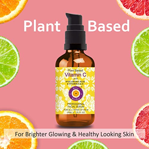 d?ve herbes Plant Based Vitamin C Face Serum with Hyaluronic Acid & Vitamin A & E for Personal Care 30ml (1 oz) with Free Pure Vitamin E Oil 10ml (0.33 oz)