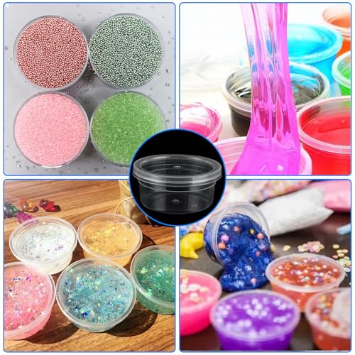 150 Pack 4oz Slime Containers with Lids, Small Plastic Storage Containers for Slime, Bead, Foam Ball, DIY Craft Making