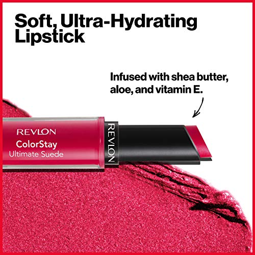 REVLON ColorStay Ultimate Suede Lipstick, Longwear Soft, Ultra-Hydrating High-Impact Lip Color, Formulated with Vitamin E, Silhouette (001), 0.09 oz