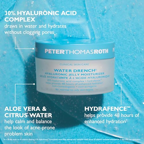 Peter Thomas Roth | Water Drench¢ç Hyaluronic Jelly Refillable Moisturizer | Hyaluronic Acid Cloud Cream, For Normal to Oily Skin, Fragrance-Free, Non-Comedogenic, Acne-Safe Moisturizer