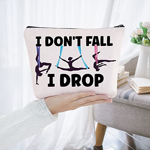 BWWKTOP Aerialist Cosmetic Makeup Bag Aerial Yoga Gifts I Don't Fall I Drop Aerial Dancer Makeup Zipper Pouch Bag Aerial Silk Gifts (I Don't Fall)