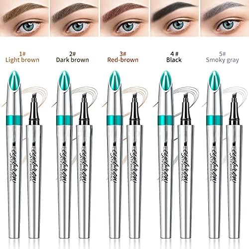 Eyebrow Pencil Eyebrow Microblading Pen - Eye Makeup Eyebrow Pen Micro 4 Point Brow Lift & Snatch Microblading Long-Lasting Waterproof Natural Eyebrow Hair (03 Red Brown)