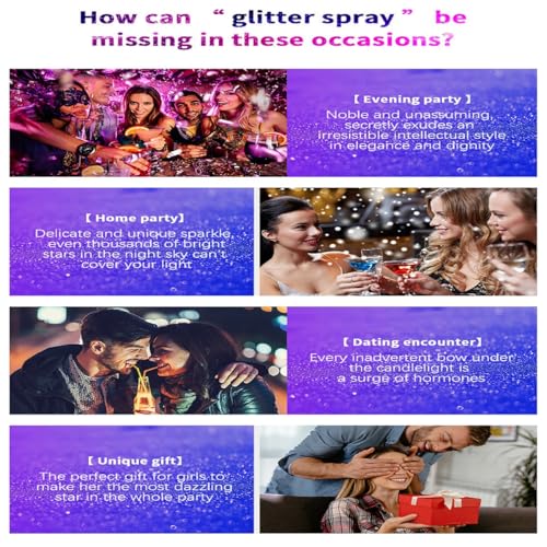 Body Glitter Spray, Perfect Glitter Spray for Body and Hair&Clothes Music Festival Stage Makeup and Festival Rave (2.11 Fl Oz)