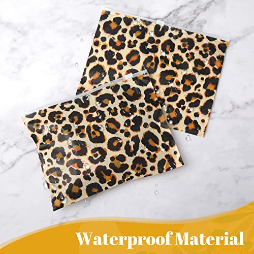 Reginary 50 Pieces Leopard Makeup Bags Waterproof Cosmetic Bag with Zipper Toiletry Pouch for Woman Tavel Wedding Bridal Shower Bachelorette Birthday Party Favor