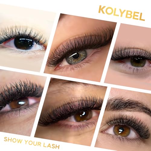 KOLYBEL W Eyelash Extension Automatic Flowering Lash Extension 5D Volume Premade Fan Lashes 0.07 C/D Curl Faux Mink Matte Black W Shaped Tips Soft Lightweight Lashes Supplies(5D-0.07-D-8-15mm)