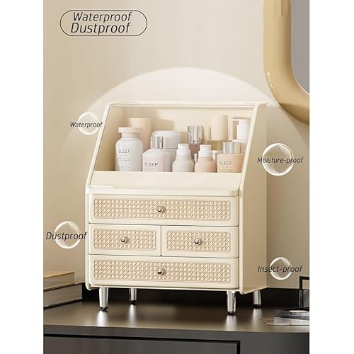 Large Cosmetic Storage Box Dustproof And Waterproof. Display Case with Drawers Countertop Vanity Organizer for Skincare, Lipsticks, Perfume ? Bathroom Cosmetic Storage Display Box (White)