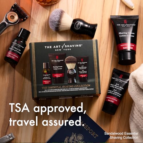 The Art of Shaving Sandalwood 4-in-1 Trial Kit ? Pre-Shave Oil, Shaving Cream, Shaving Brush & After-Shave Balm ? Protects Against Irritation and Razor Burn ? Hydrates and Nourishes Dry Skin