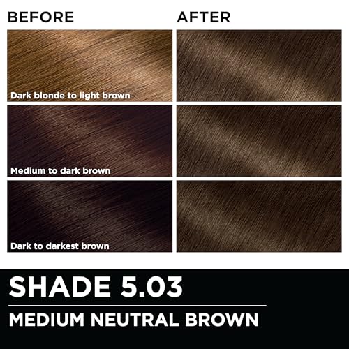 Garnier Hair Color Olia Ammonia-Free Brilliant Color Oil-Rich Permanent Hair Dye, 5.03 Medium Neutral Brown, 2 Count (Packaging May Vary)