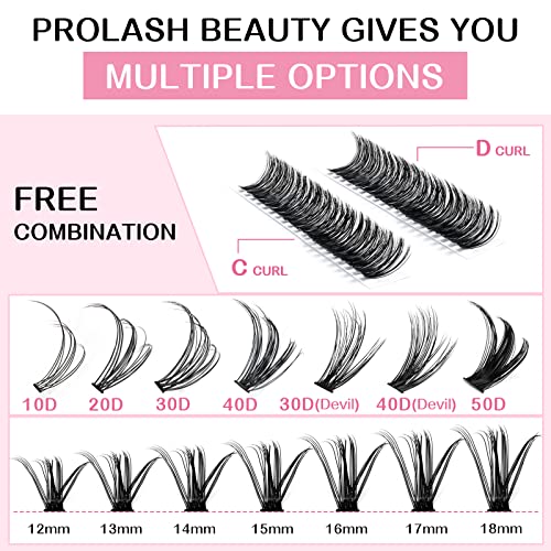 280 Pcs Individual Lashes, Lash Clusters 12-14-16-18 Mixed Cluster Lashes that Look Like Eyelash Extensions 30D+40D Mixed DIY Lash Extension Self Application At Home (30D+40D-D-12-18mix)