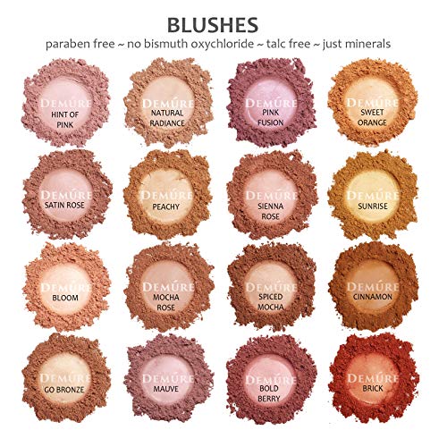 Demure Mineral Blush Makeup (Hint of Pink) Loose Powder | Professional Grade, Cruelty Free Make-up